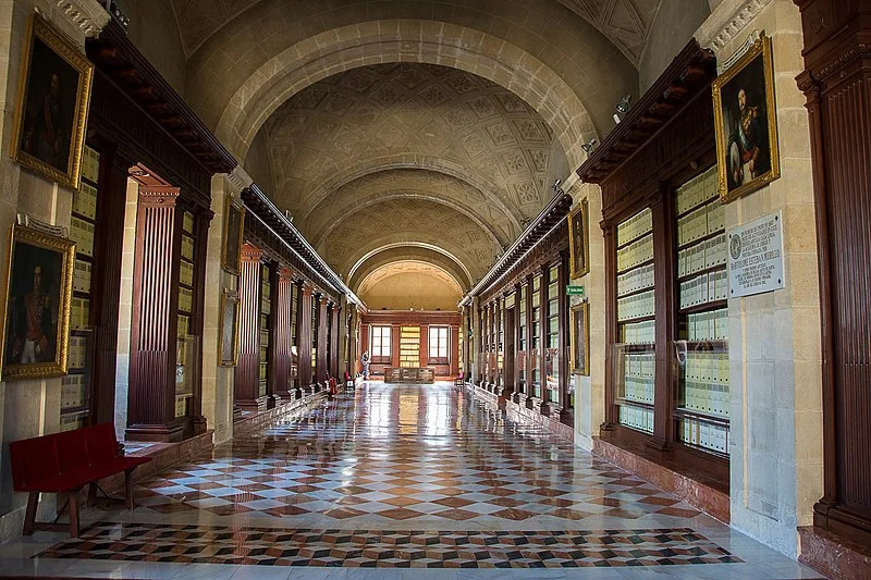 Interior gallery of the Archivo de Indias in Seville