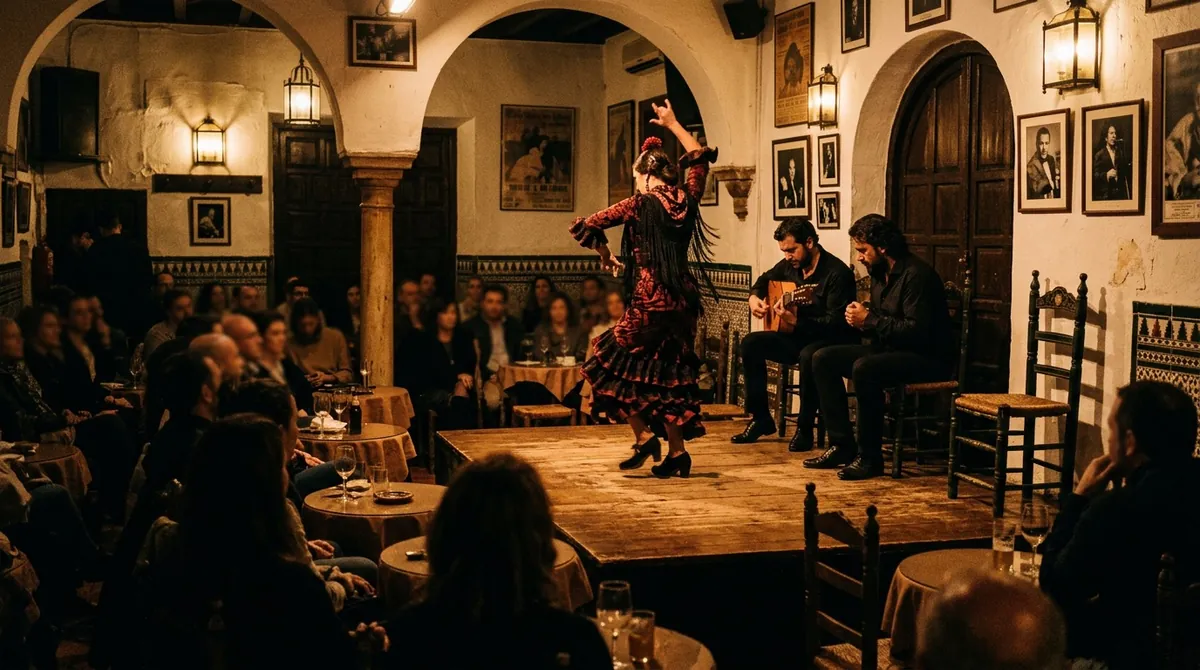 Flamenco show in Seville with dancer and guitarist
