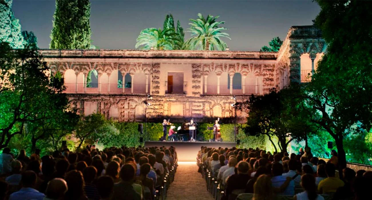 Night concert in the gardens of the Real Alcázar of Seville