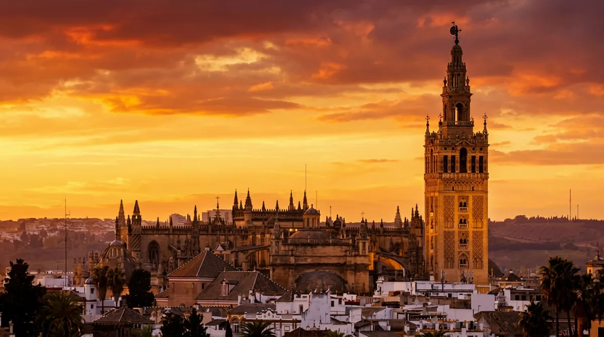 Seville Cathedral and La Giralda at sunset