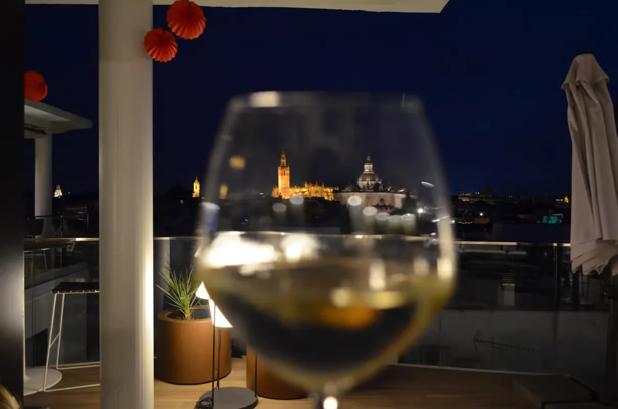 Flamenco and rooftop dinner experience in Seville at night