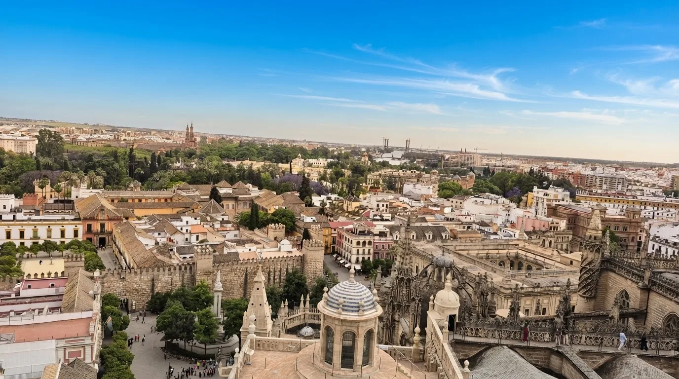 Panoramic view over Seville from the Giralda tower